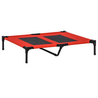 Pawhut 36" X 30" Elevated Cooling Summer Dog Cot Pet Bed With Mesh Ventilation Red Red Metal