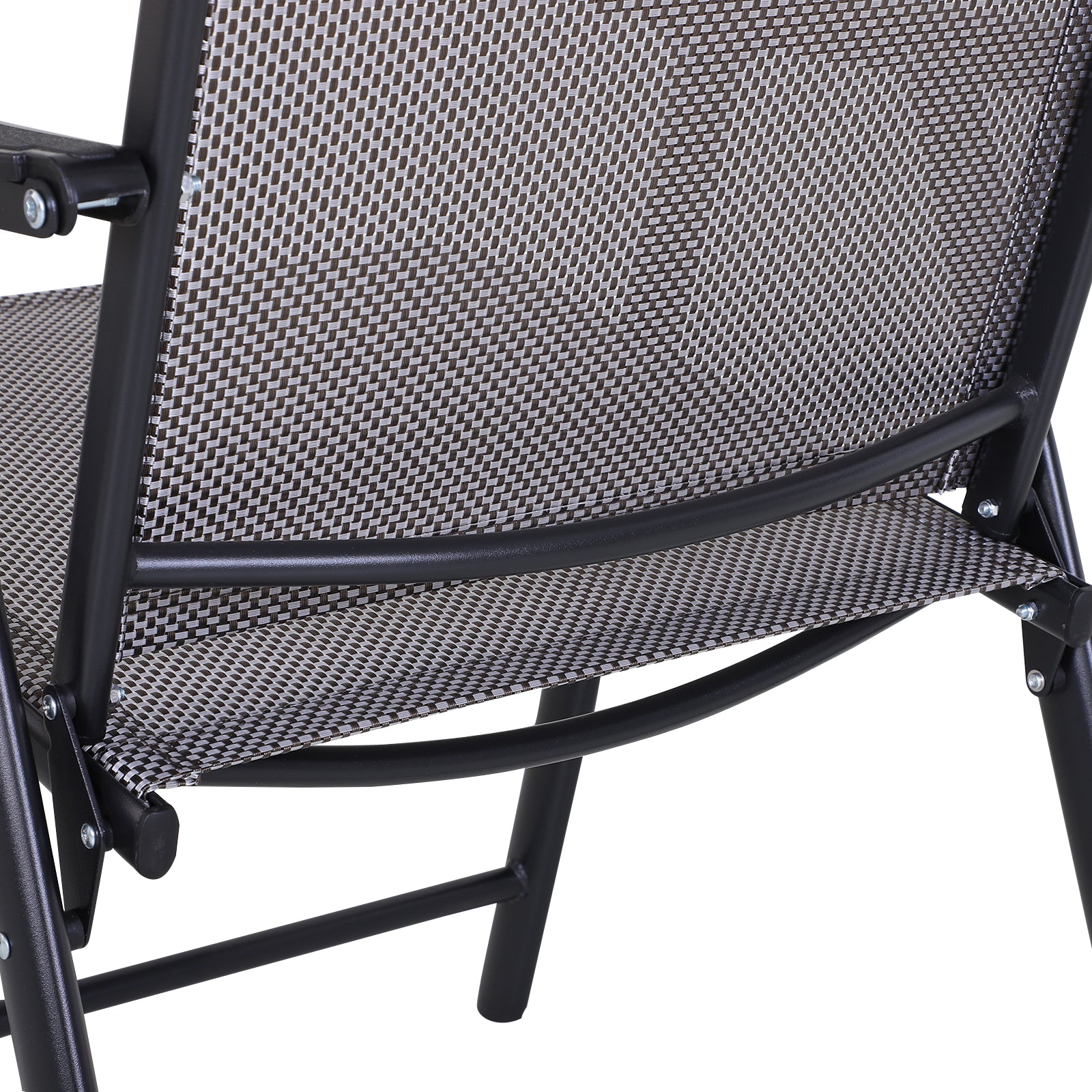 Outsunny Set Of 2 Patio Folding Chairs, Stackable Outdoor Sling Patio Dining Chairs With Armrests For Lawn, Camping, Dining, Beach, Metal Frame, No Assembly, Gray Gray Fabric Metal