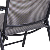 Outsunny Set Of 2 Patio Folding Chairs, Stackable Outdoor Sling Patio Dining Chairs With Armrests For Lawn, Camping, Dining, Beach, Metal Frame, No Assembly, Gray Gray Fabric Metal