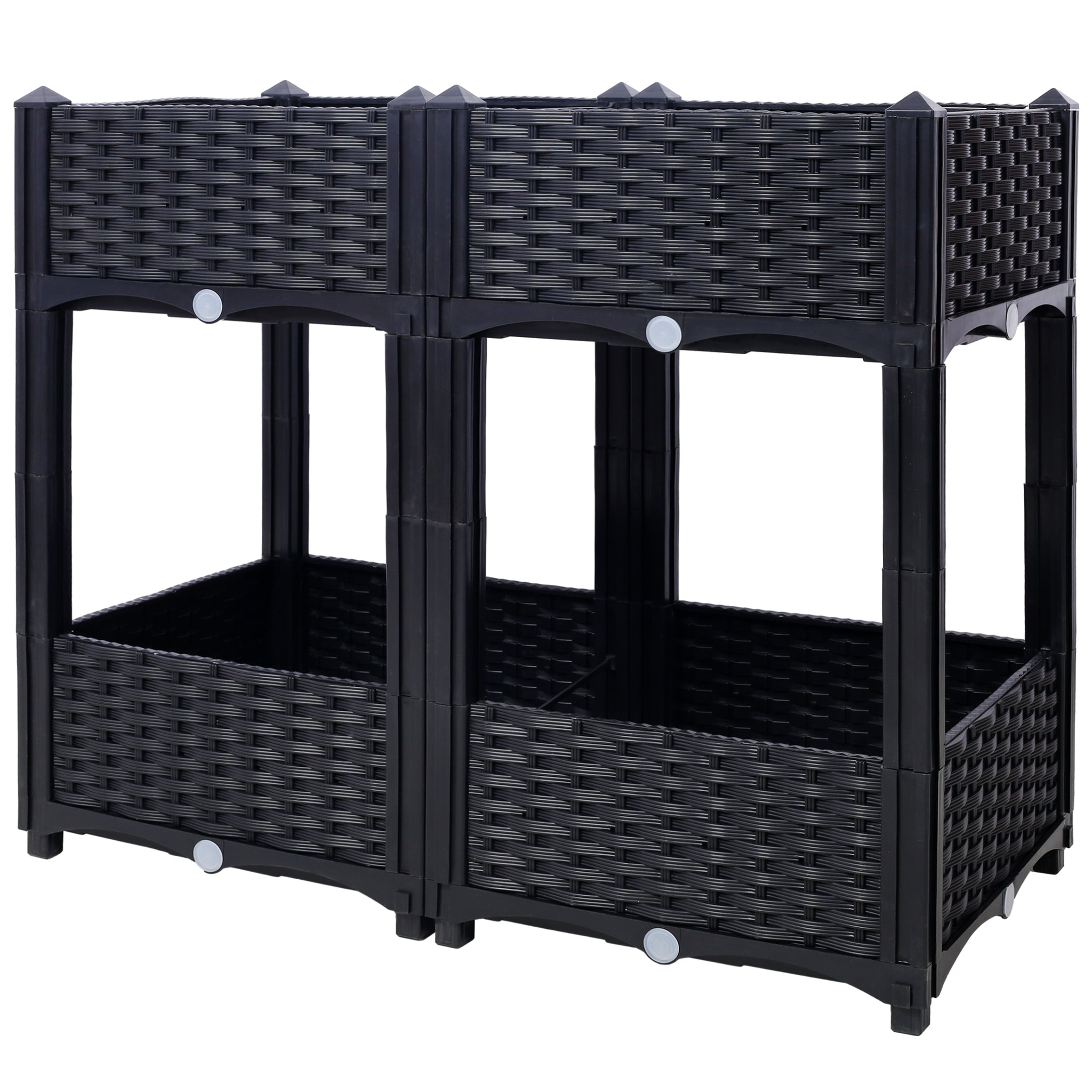 Planter Raised Beds Elevated Planter Garden Box With Drainage Plug Raised Garden Beds For Vegetable Flower Herb Outdoor Standing Planter Beds Gardening Kit,Black,31.5"X15.7"X27.7" Black