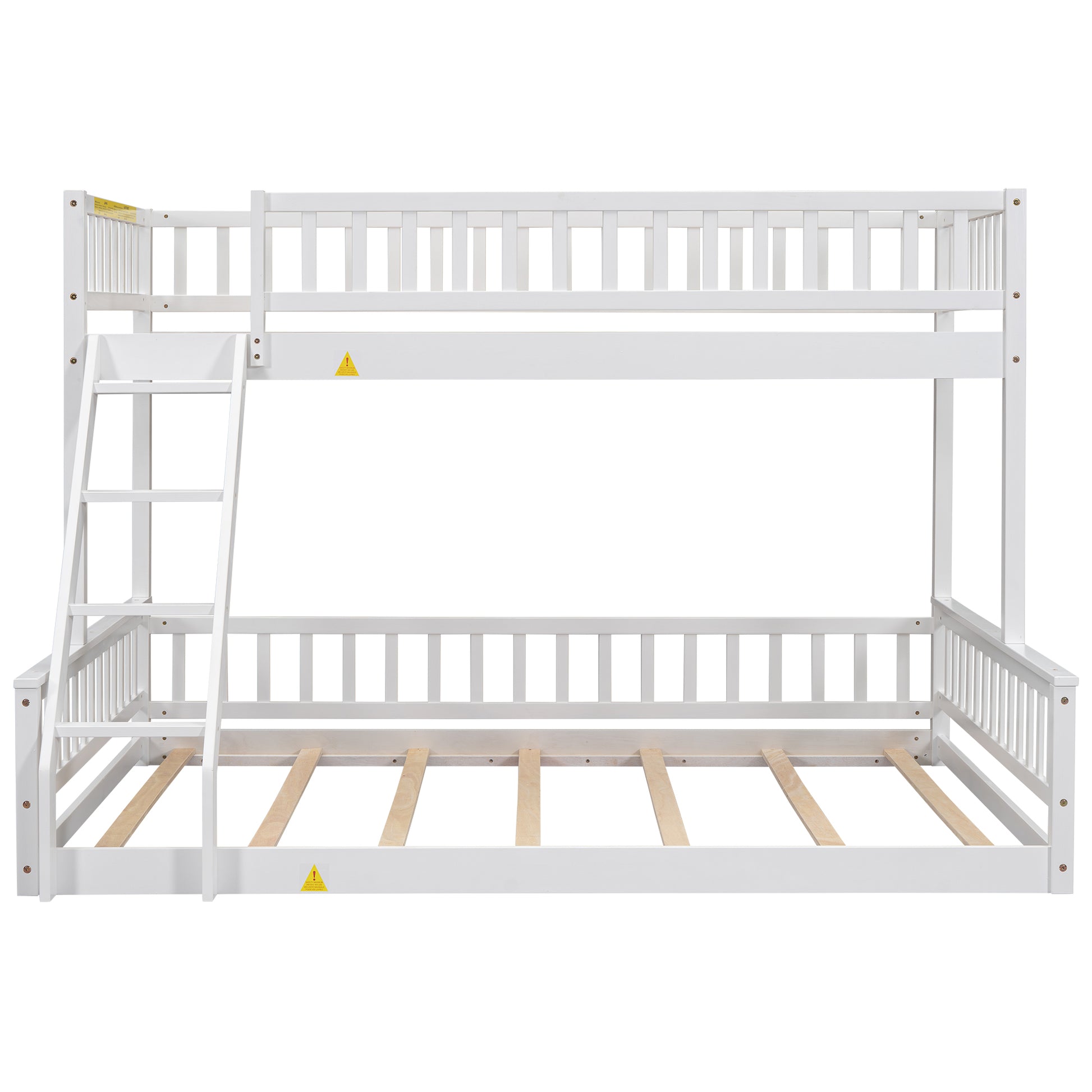 Twin Xl Over Queen Bunk Bed With Ladder And Guardrails, White Expected Arrival Time: 10.27 Box Spring Not Required Twin Xl White Wood Bunk Solid Wood Mdf