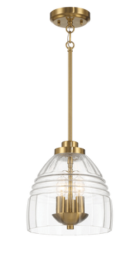Ember Three Candle Lights Chain Pendant With Clear Glass Satin Brass Clear,Gold Ceiling Lights Brass,Glass