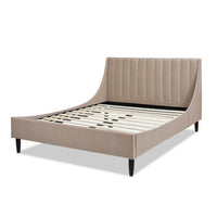 Aspen Vertical Tufted Modern Headboard Platform Bed Set, Queen, Mink Beige Performance Velvet Queen Mink Wood Foam Velvet Velvet