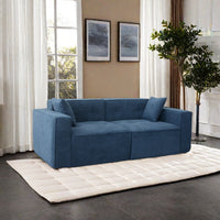 Modern Teddy Velvet Sofa,Full Foam 3 Seat Compression Sofa,The Soft Polyester Cotton Cushion And Wide Seating Depth Make The Large Sofa Have A Small Volume Blue Linen Wood Primary Living Space Soft