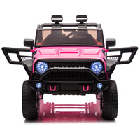 24V Two Seater Kids Ride On Truck Car W Parents Control,200W*2,Seat Width 20.28In,Four Wheel Suspension,Led Lights,Music,Mp3,Bluetooth,Two Independent Seat Belts,Suitable For Off Road For Kids Aged 3 Pink 100 149 Lbs Polypropylene