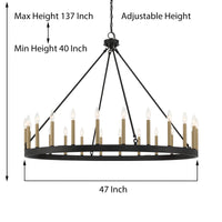 24 Light Steel Dimmable Candle Style Wagon Wheel Chandelier Ul Certified Antique Brass Black Ceiling Lights Steel Metal