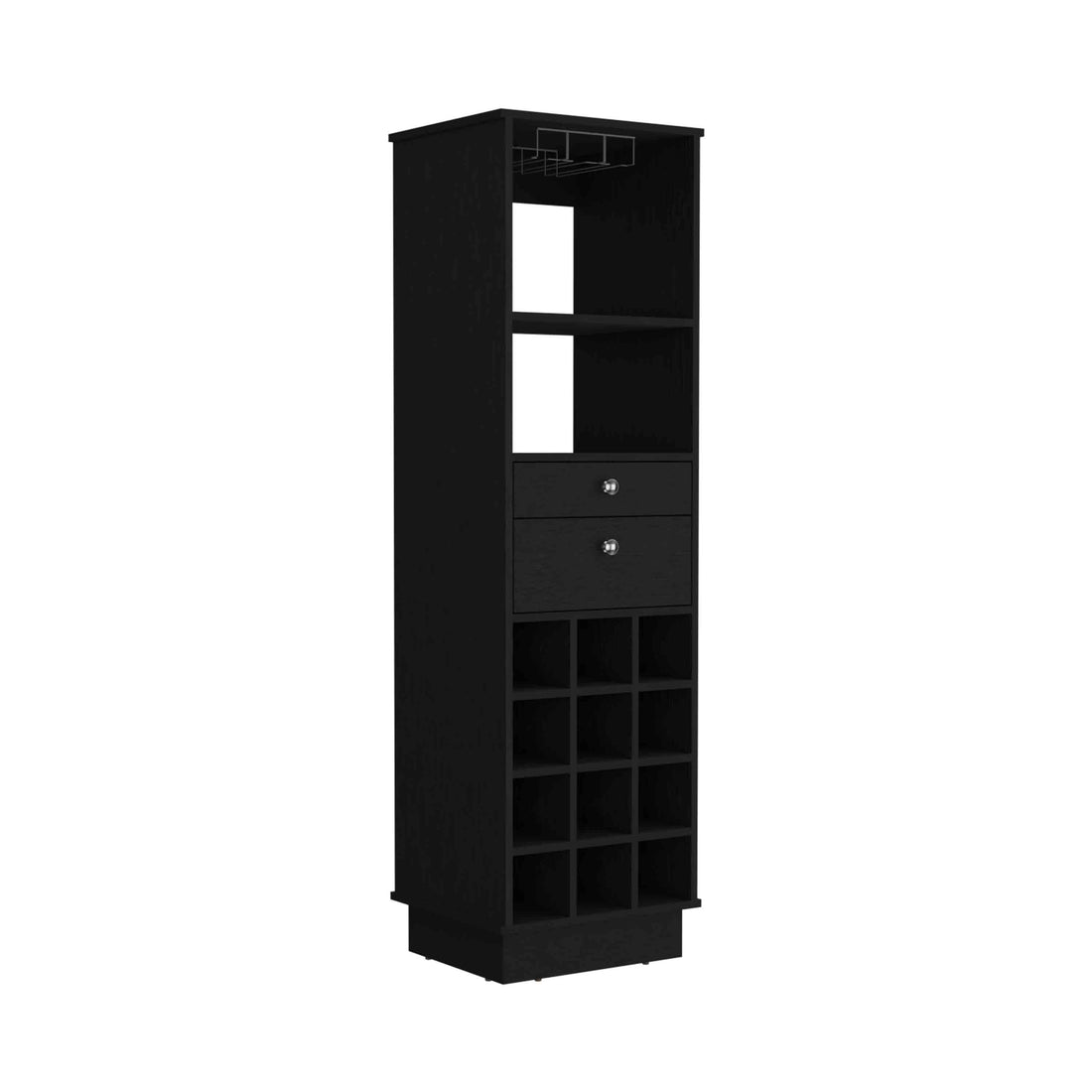 Classic Bar Cabinet, Two Drawers, Twelve Built In Wine Rack Black Black Dining Room Modern Particle Board Particle Board