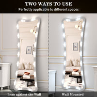 Hollywood Full Length Mirror With Lights Full Body Vanity Mirror With 3 Color Modes Lighted Standing Floor Mirror For Dressing Room Bedroom Wall Mounted Touch Control Silver 63"X24" Silver Aluminium