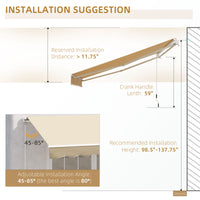 Outsunny 10' X 8' Retractable Awning, Patio Awnings, Sunshade Shelter W Manual Crank Handle, Uv & Water Resistant Fabric And Aluminum Frame For Deck, Balcony, Yard, Beige Beige Aluminum