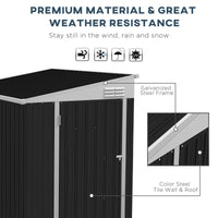 Outsunny 4' X 6' Metal Outdoor Storage Shed, Lean To Storage Shed, Garden Tool Storage House With Lockable Door And 2 Air Vents For Backyard, Patio, Lawn, Dark Gray Gray Steel