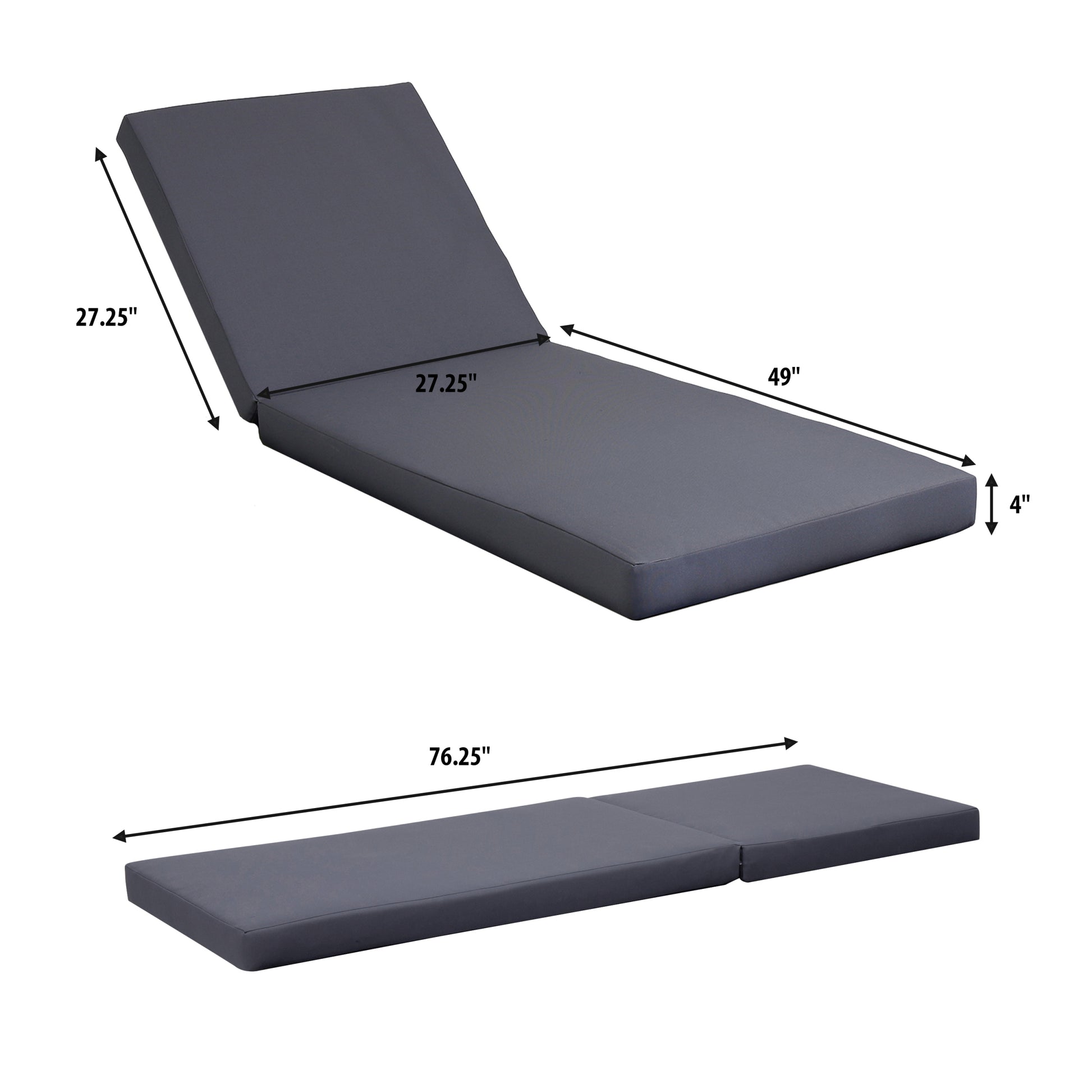 Broadway Ian Chaise Lounge Cushion Dark Grey Waterproof Fabric