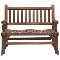 Outsunny 2 Person Wood Rocking Chair With Log Design, Heavy Duty Loveseat With Wide Curved Seats For Patio, Backyard, Garden, Walnut Colorful Wood