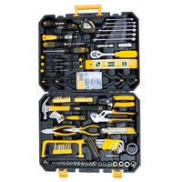 198 Piece Mechanics Tool Set With Socket Household Hand Tool Kit Basic Tool Combination With Plastic Toolbox Storage Case Yellow Black Steel