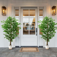 6Ft Ficus Tree Artificial, Realistic Texture Potted Faux Ficus Tree, Fake Trees Indoor Outdoor For Home Office Living Room Bedroom Foyer Porch Decor Green Plastic