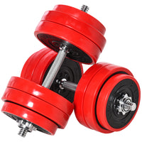 Soozier Adjustable Dumbbell Set, 66Lbs Convertible To Barbell Weight Set For Home Gym Women And Men Weight Lifting Training Wine Red Steel