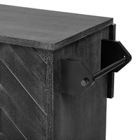 K&K 51.2"W 3D Wave Stripes Ash Veneer Not Cheap Paper Kitchen Island With Drop Leaf, Farmhouse Kitchen Island On Wheels With Internal Storage Rack, Rolling Kitchen Cart Black Black Brown Kitchen