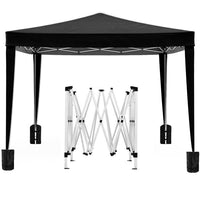 10'X10' Folding Canopy With 4 Removable Sidewalls Outdoor Event Shelter Upf 50 Gazebo Portable Tents For Parties Beach Camping Wedding Ez Pop Up Canopy 4Pcs Weight Bag Carry Bag Black Metal