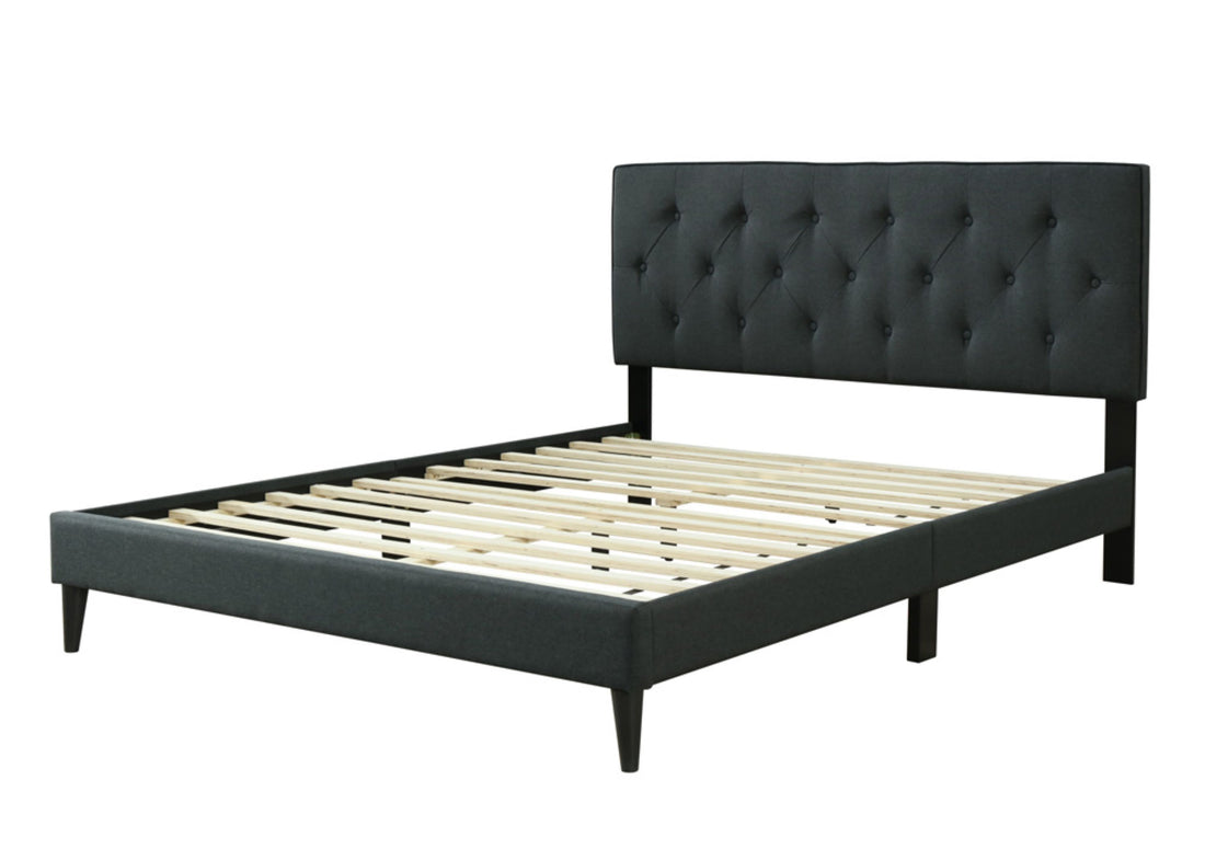 King Sized Channel Bed In A Box W Usb Black Upholstered