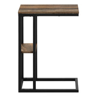 Accent Table, C Shaped, End, Side, Snack, Living Room, Bedroom, Brown Laminate, Black Metal, Contemporary, Modern Brown Particle Board