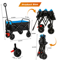Mini Folding Wagon Garden Shopping Beach Cart Black Blue Brake Black Blue Metal