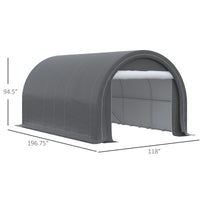 Outsunny 10' X 16' Carport, Heavy Duty Portable Garage Storage Tent With Large Zippered Door, Anti Uv Pe Canopy Cover For Car, Truck, Boat, Motorcycle, Bike, Garden Tools, Outdoor Work, Gray Grey Steel