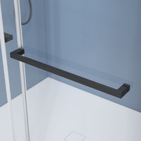 56" 60" Width 76" Height Double Sliding Framless Soft Close Shower Door With 3 8 Inches 10Mm Tempered Safety Glass, Matte Black Finish Matte Black Bathroom Luxury,Modern Glass Aluminium,Stainless