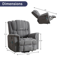 Power Lift Recliner Chair Recliners For Elderly With Heat And Massage Recliner Chair For Living Room With Infinite Position And Side Pocket,Usb Charge Port. Grey Power Remote Wood Soft Fabric