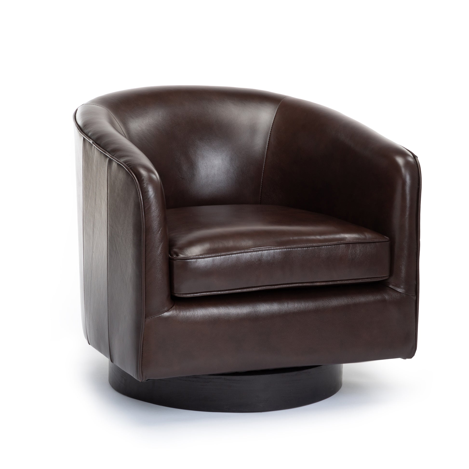 Tanner Brown Top Grain Leather Swivel Chair Brown Foam Leather