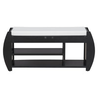 Retro Multifunctional Storage Bench With Cushion And Curved Side Panel For Entrance And Living Room Black Black Mdf