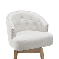 33.25" Swivel Counter Stools Set Of 2, Upholstered Counter Height Bar Stools With Solid Rubber Wood Frame, Backrest, Footrest, Armless Barstools For Home Bar, Kitchen Counter, Natural Beige