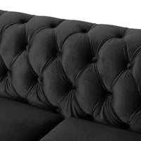 Seat Sofa Black Wood Primary Living Space Tufted Back American Traditional Rolled Arms Foam Velvet