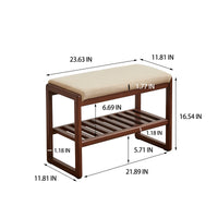 Walnut Color Solid Wood Shoe Bench, Beech Wood Storage Rack Organizer With High Rebound Sponge Cushion Walnut Brown Primary Living Space Beech Wood Shelves Upholstered Solid Wood