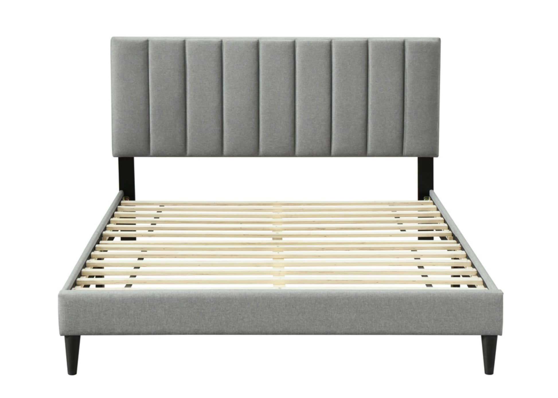 Full Sized Channel Bed In A Box W Usb Gray Upholstered