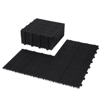 12 X 12 Inch Black Interlocking Deck Tiles Plastic Waterproof Outdoor All Weather Anti Slip Bathroom Shower Balcony Porch Strong Weight Capacity Upto 6613 Lbs, Rosette Pattern Pack Of 12 Black American Design,American Traditional Plastic