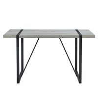 Table And Chair Set. Modern Minimalist Grey Marble Textured Mdf Dining Table With Metal Frame. Comes With Chairs With 6 Pu Cushions And Black Metal Legs. Black Seats 6 Mdf Metal