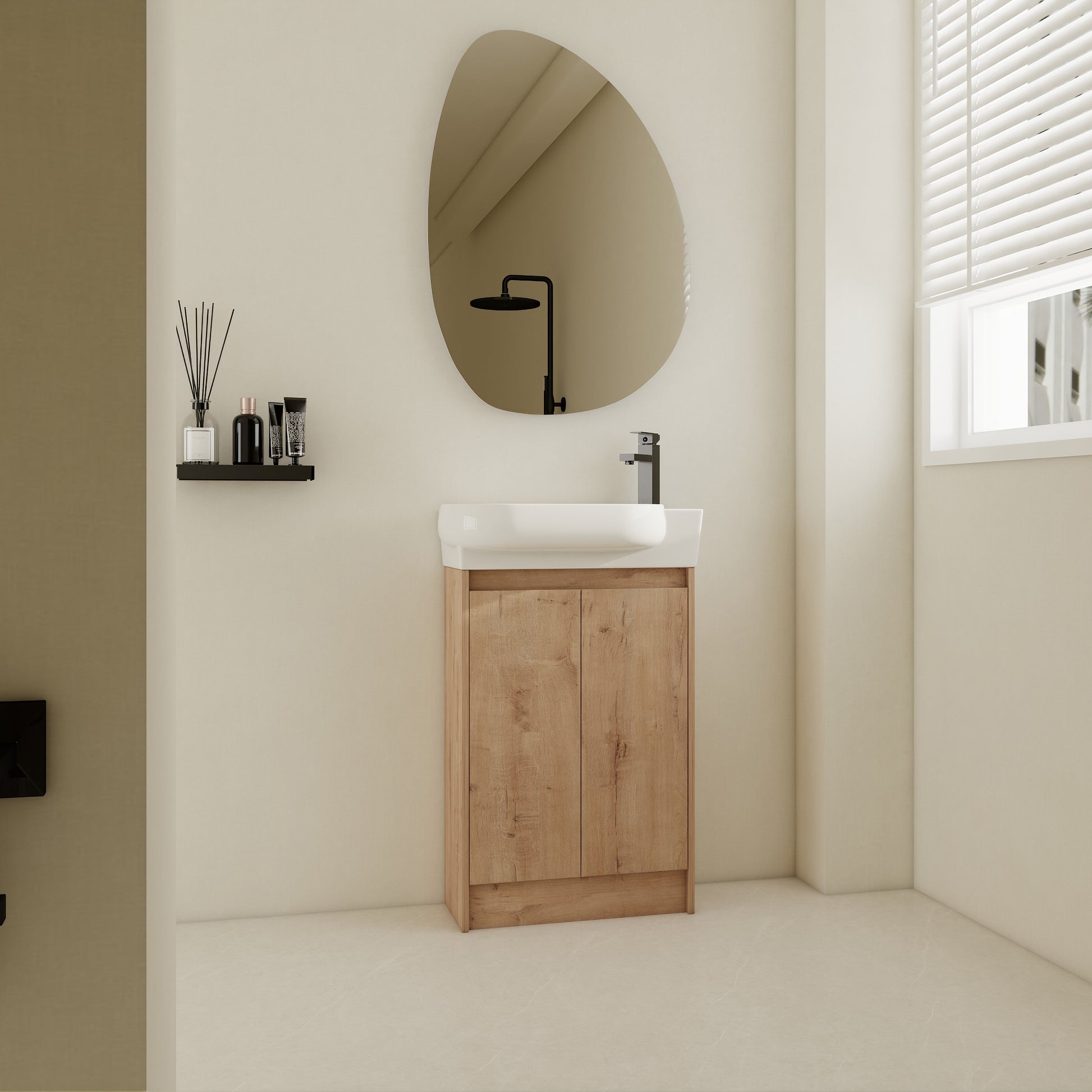 23" Freestanding Bathroom Vanity With Sink, Soft Close Doors Imitative Oak Bathroom Modern Plywood