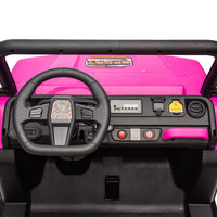24V Xxxl Kids Ride On Utv W Parents Remote Control,Two Seater,Automatic Tipping Bucket,Rear Wheel Suspension,Slow Start,Portable Handle,Safety Belt,Led Light,Usb,Mp3,Bluetooth,Horn For Kids Aged 3 8. Pink 50 99 Lbs Polypropylene