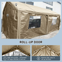 Carport, 10 20 Heavy Duty Portable Carport Garage Tent For Outdoor Storage Shelter Khaki Khaki Metal