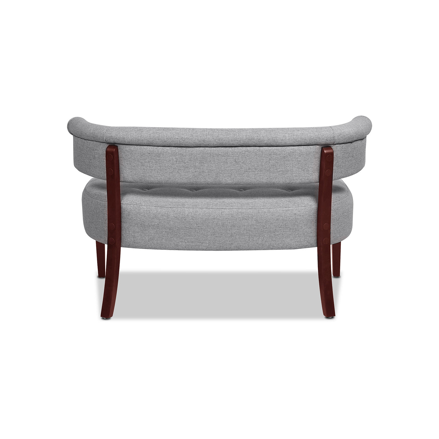 Jared Roll Arm Tufted Bench Settee, Light Grey Polyester Gray Foam Polyester