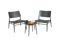 Aluminium 3 Piece Patio Set Bistro Table And Chairs Setbackyard, Garden, Living Room, Light Gray Grey Steel