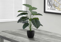 Artificial Plant, 24" Tall, Alocasia, Indoor, Faux, Fake, Table, Greenery, Potted, Real Touch, Decorative, Green Leaves, Black Pot Green Foam Plastic