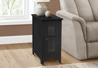 Accent Table, End, Side Table, Narrow, Nightstand, Bedroom, Lamp, Storage, Black Veneer, Transitional Black Mdf