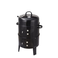 Outdoor Double Layer Grill, Charcoal Wood Fired Braising And Smoking Stove Black Garden & Outdoor American Traditional Steel