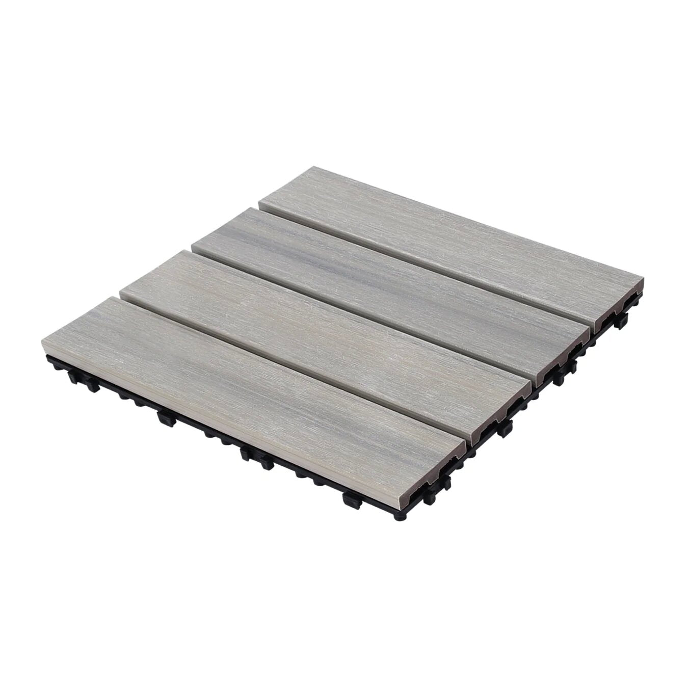 Patio Floor Tiles Pack Of 22 Wpc Wood Plastic Composite Patio Deck Tiles Diy Interlocking Decking Tiles, Quick Deck Floor Tile, Court Tile, Water Resistant Indoor Outdoor 11.8" Skygrey Light Gray