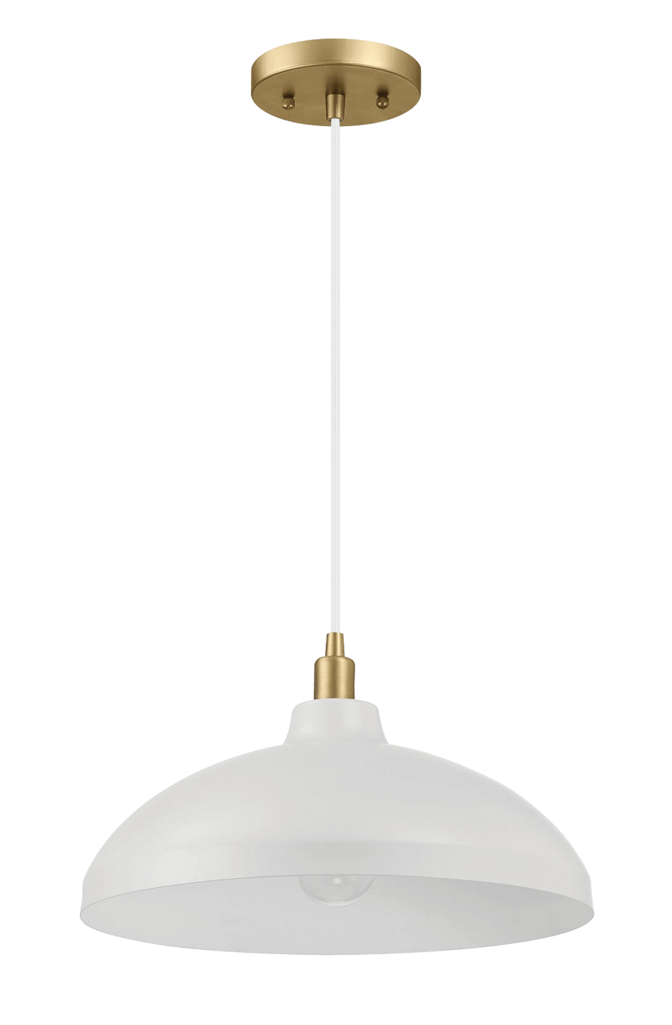 Astral Single Light White Pendant Lamp With Golder Brass Finish For Entrance Kitchen Island 14"D 8"H Gold,White Ceiling Lights Metal