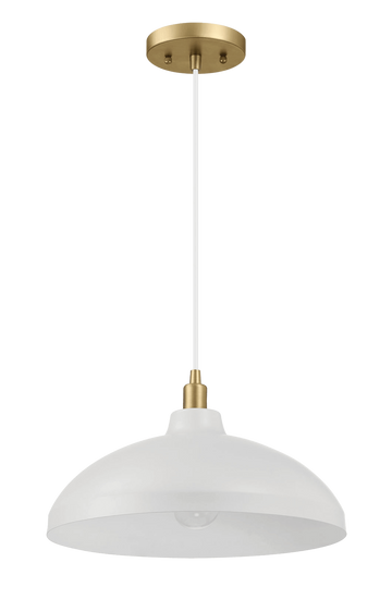 Astral Single Light White Pendant Lamp With Golder Brass Finish For Entrance Kitchen Island 14"D 8"H Gold,White Ceiling Lights Metal