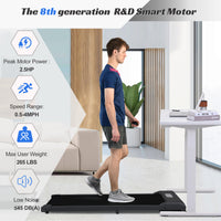 2 In 1 Under Desk Electric Treadmill 2.5Hp, Remote Control, Display, Walking Jogging Running Machine Fitness Equipment For Home Gym Office Black Metal