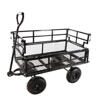 Black Double Fence Utility Cart Wagon Cart Garden Cart Trucks Make It Easier To Transport Firewood Black Metal