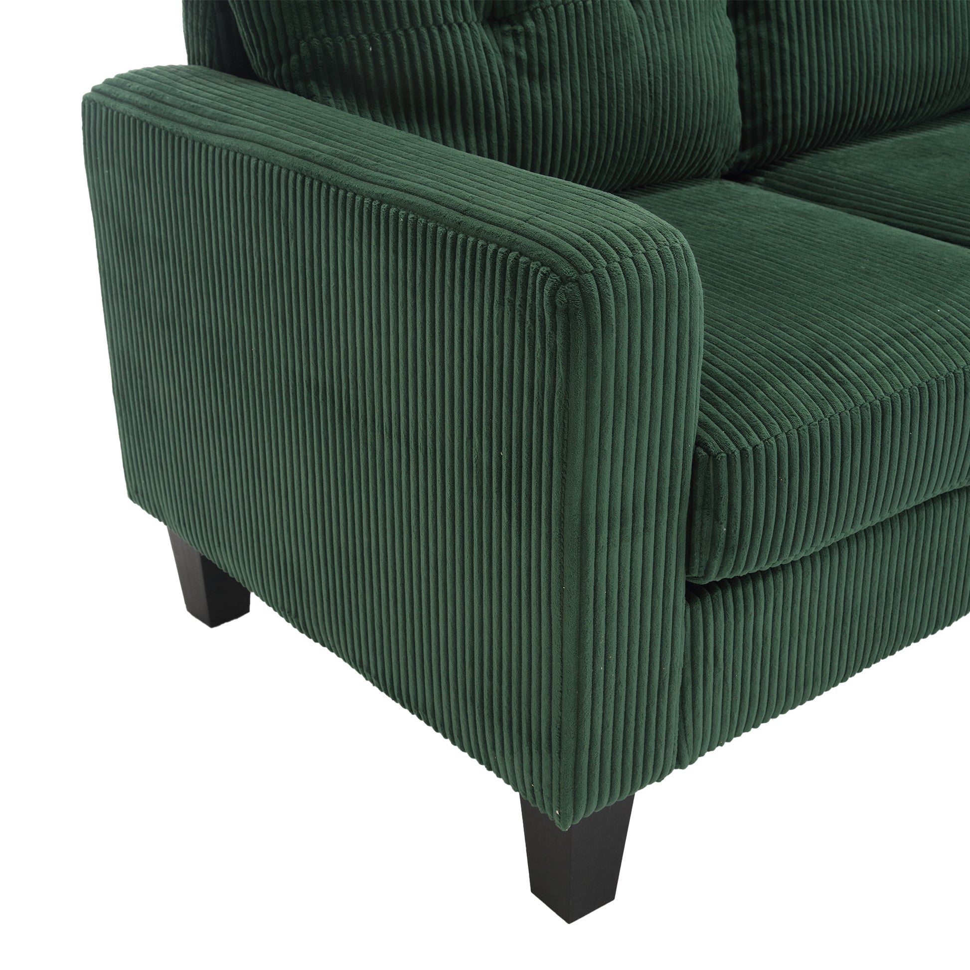 Velvet Sectional Couchl Shaped Sofa With Ottoman For Small Apartment Emerald Velvet 3 Seat