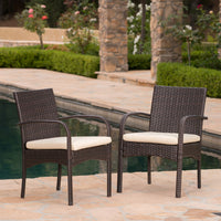 Cordoba Kd Pe Wicker Dining Chair Brown Beige Pe Rattan Iron Waterproof Fabric